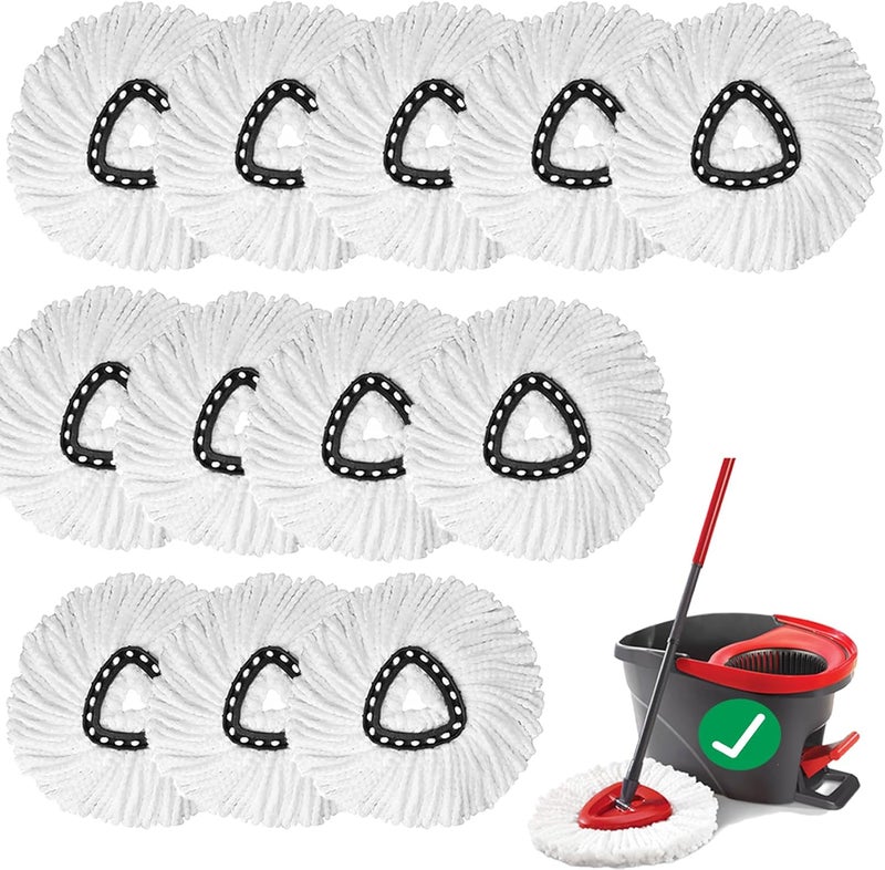 XHMAXE 12 PCS Spin Mop Replacement Head,100% Microfiber Mop Refills Head Compatible with Triangle Spin Mop, 360 Degree Micro Spinning Mop Replace Head for Easy House Cleaning Floor Mopping… - Image 1